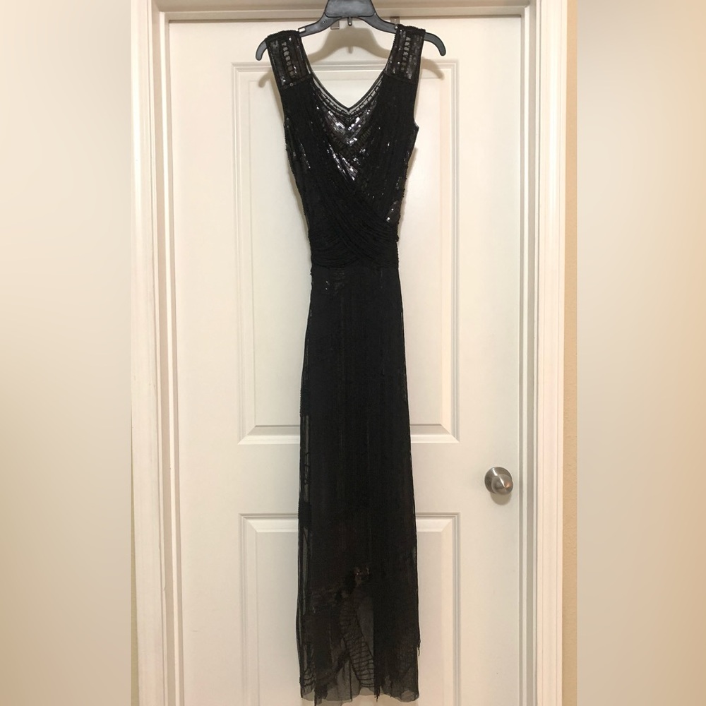Designer see through fringe Red carpet gown, size M